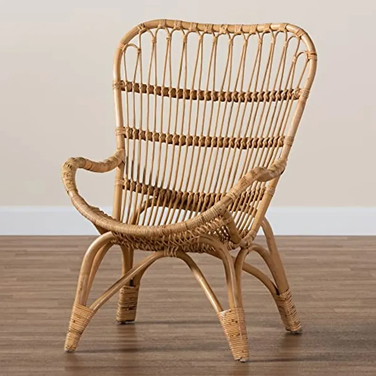 Baxton Studio Earvin Natural Rattan Armchair