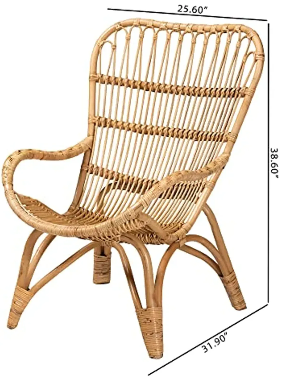 Baxton Studio Earvin Natural Rattan Armchair