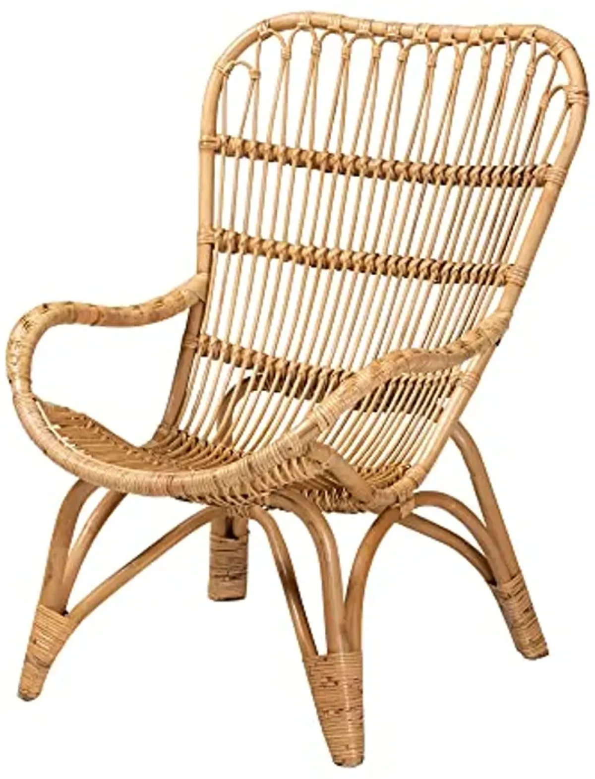 Baxton Studio Earvin Natural Rattan Armchair