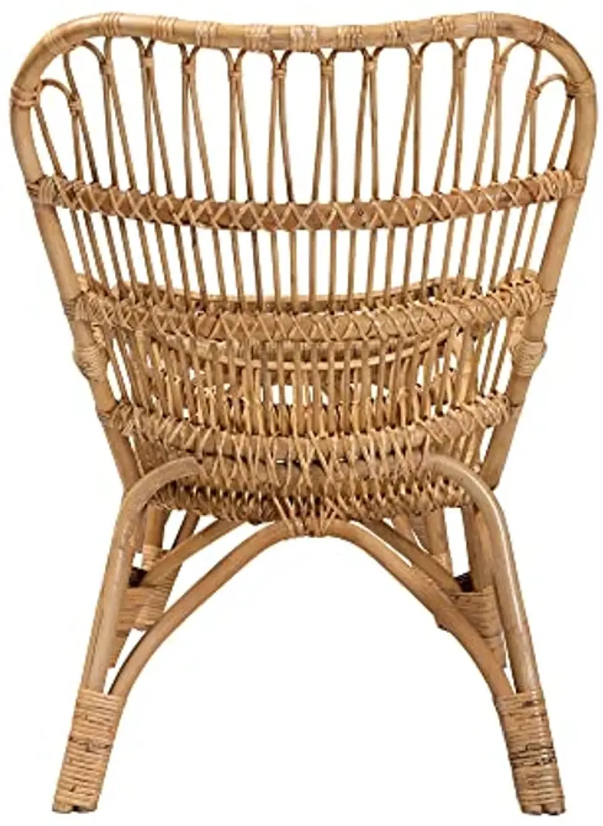 Baxton Studio Earvin Natural Rattan Chair and Footstool, 2-Piece Set