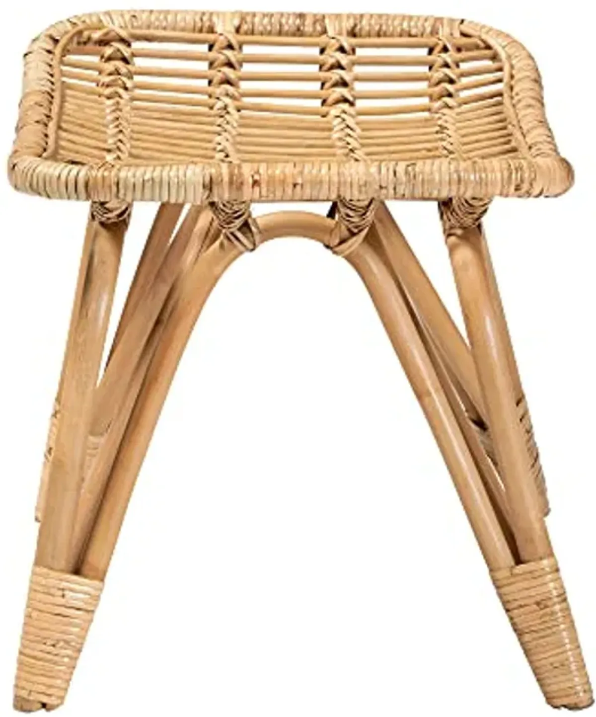 Baxton Studio Earvin Natural Rattan Footstool