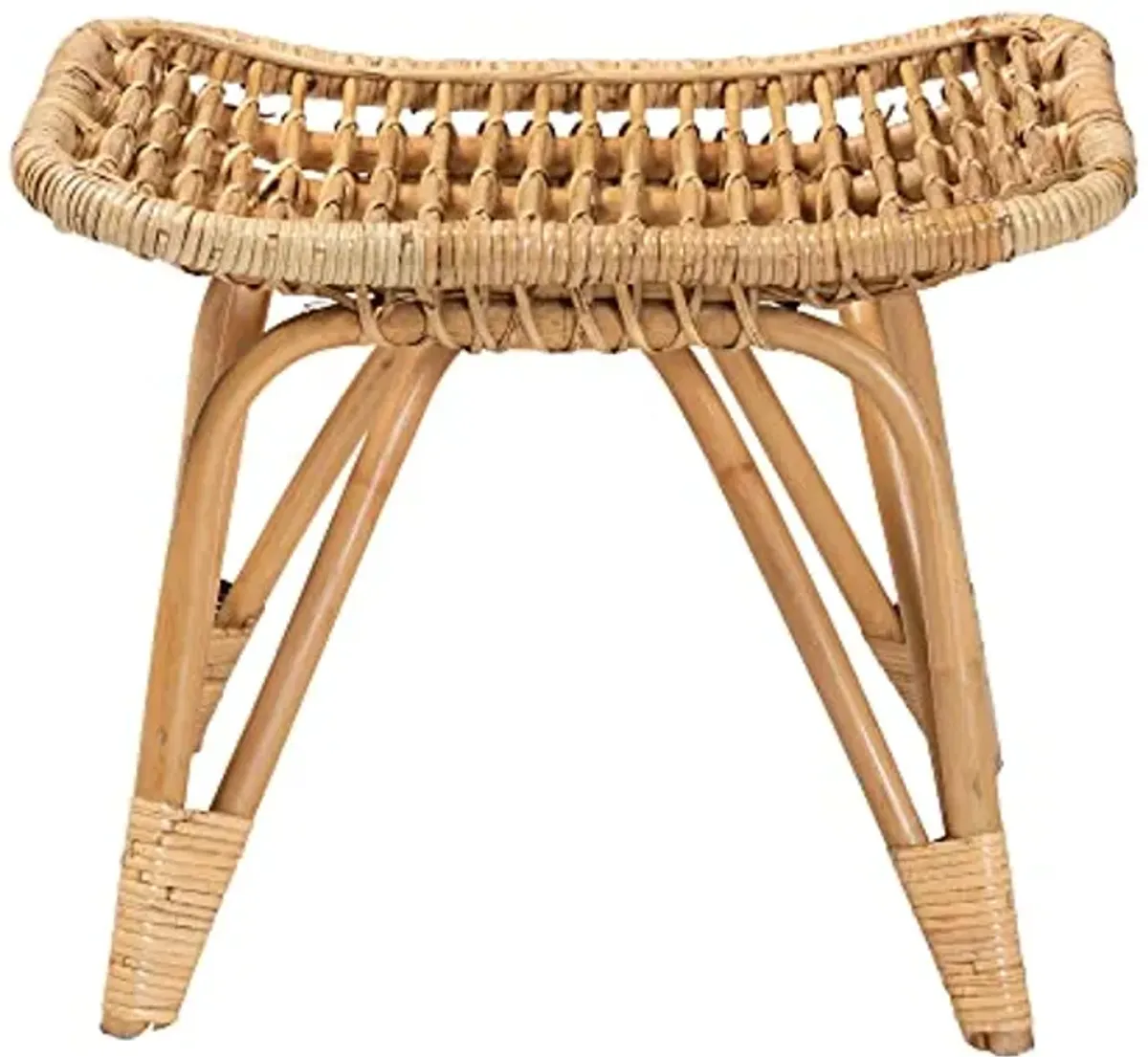 Baxton Studio Earvin Natural Rattan Footstool