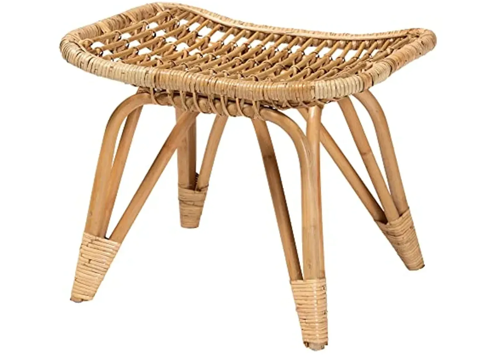 Baxton Studio Earvin Natural Rattan Footstool