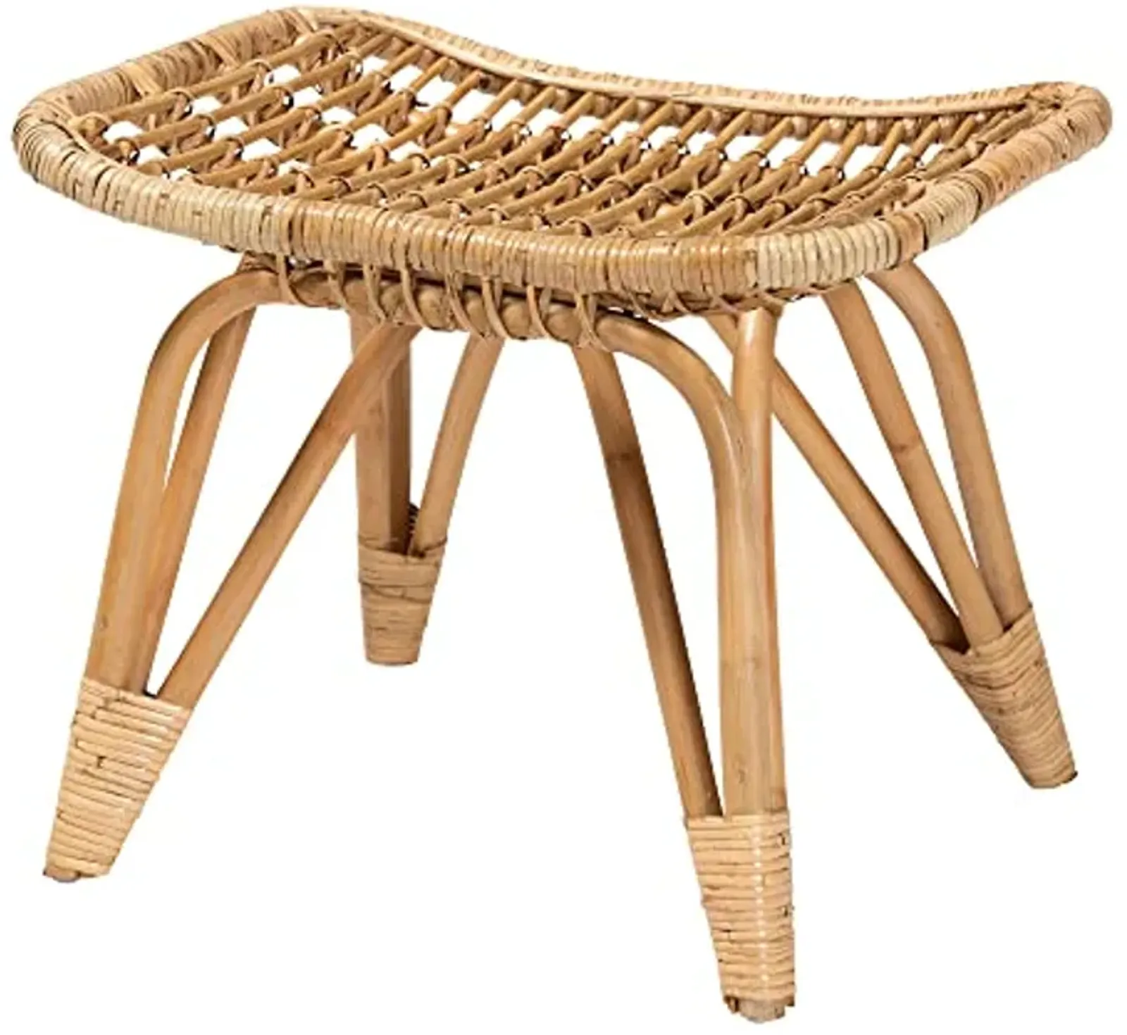 Baxton Studio Earvin Natural Rattan Footstool