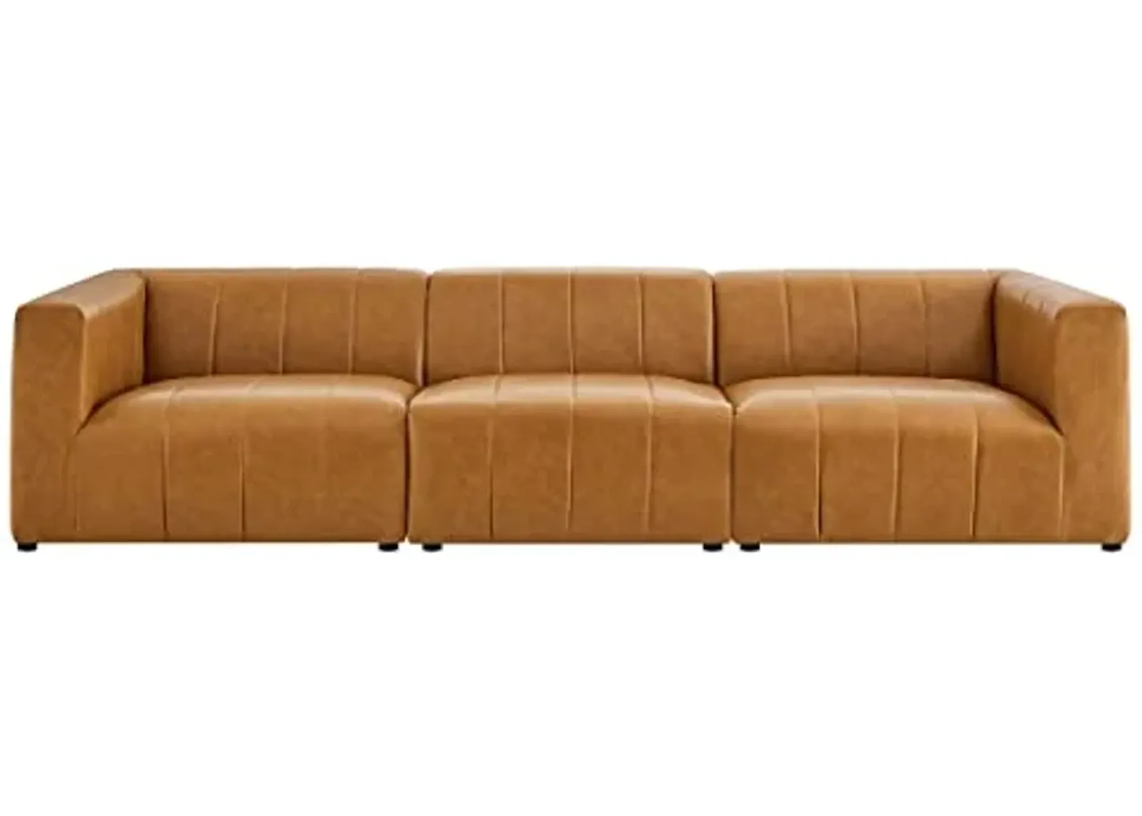 Modway Furniture EEI-4515-TAN Bartlett Vegan Leather Vegan Leather Sofa Tan - 3 Piece