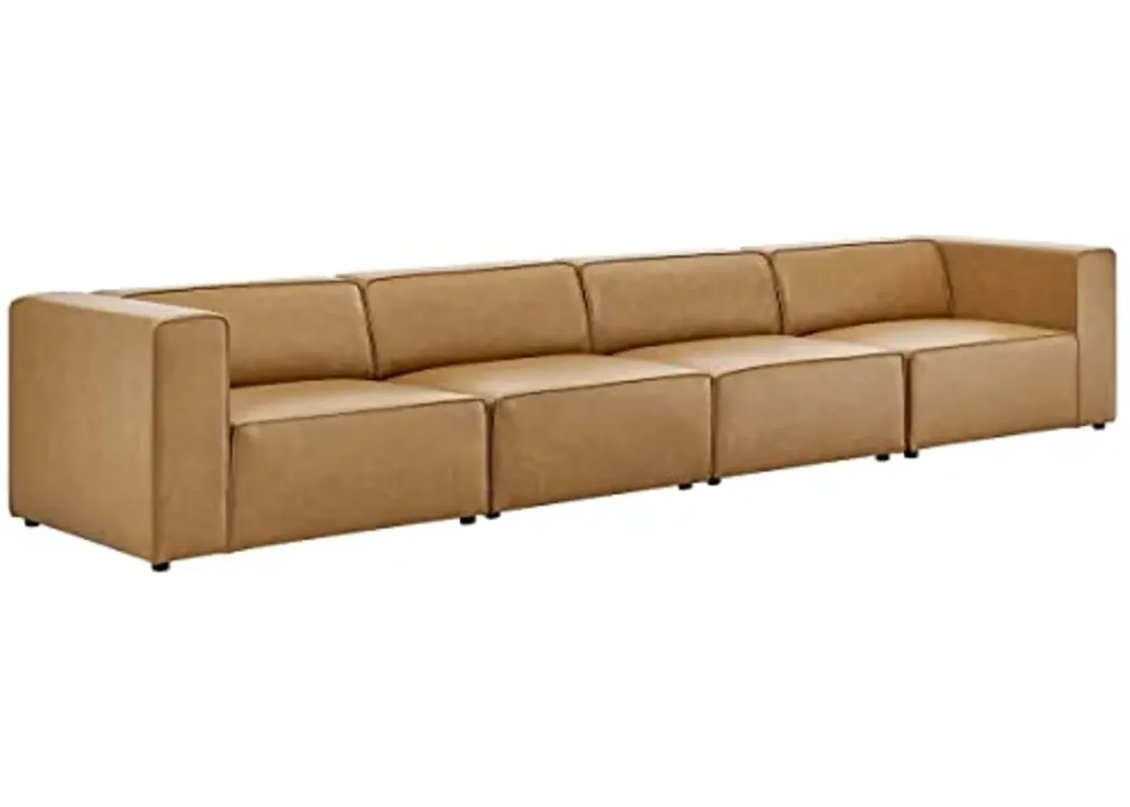 Modway Furniture EEI-4793-TAN 27 x 37 x 43.5 in. Mingle Vegan Leather Sectional Sofa Tan - 4 Piece