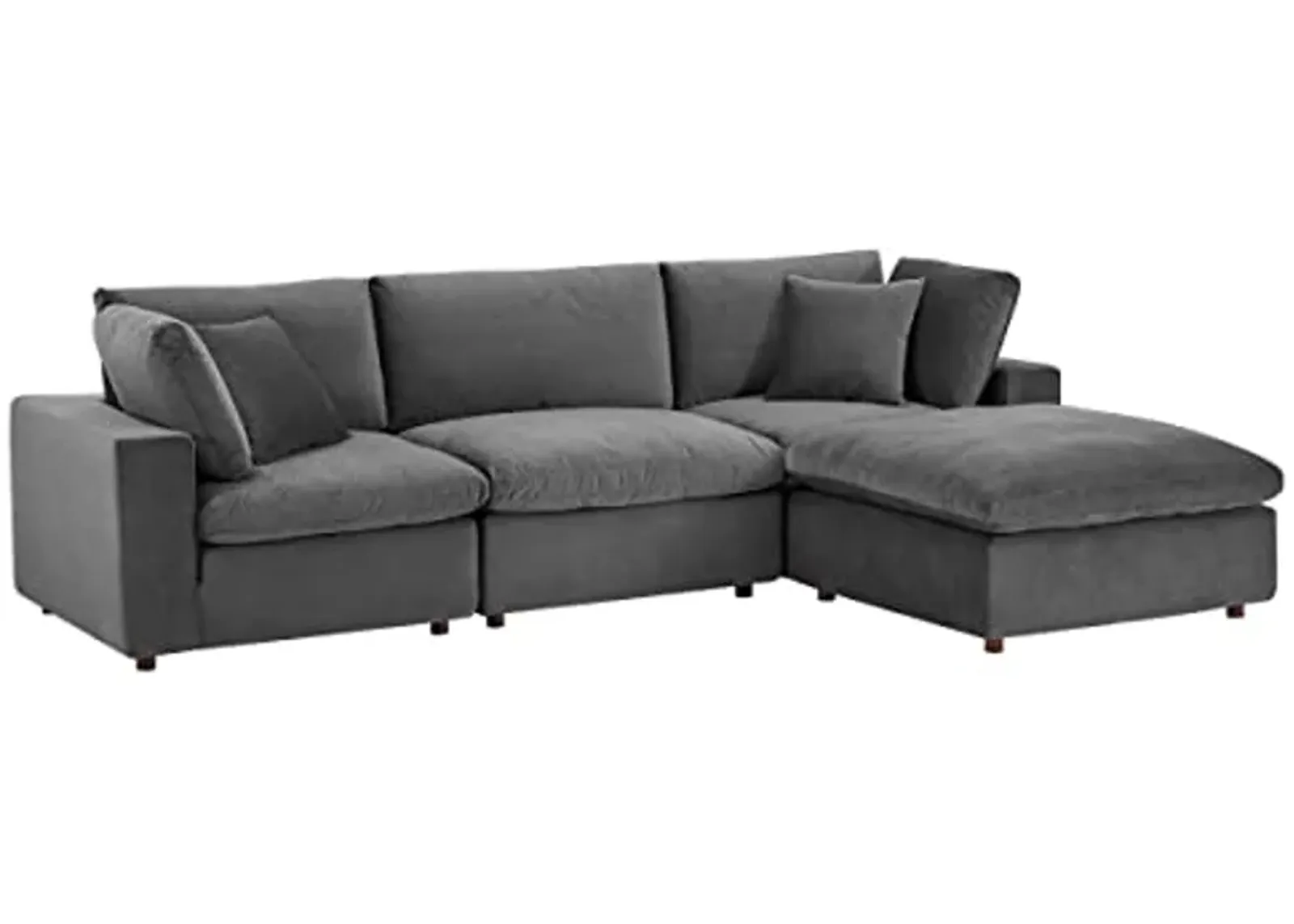 Modway Furniture EEI-4818-GRY Commix Down Filled Overstuffed Performance Velvet Sectional Sofa Gray - 4 Piece