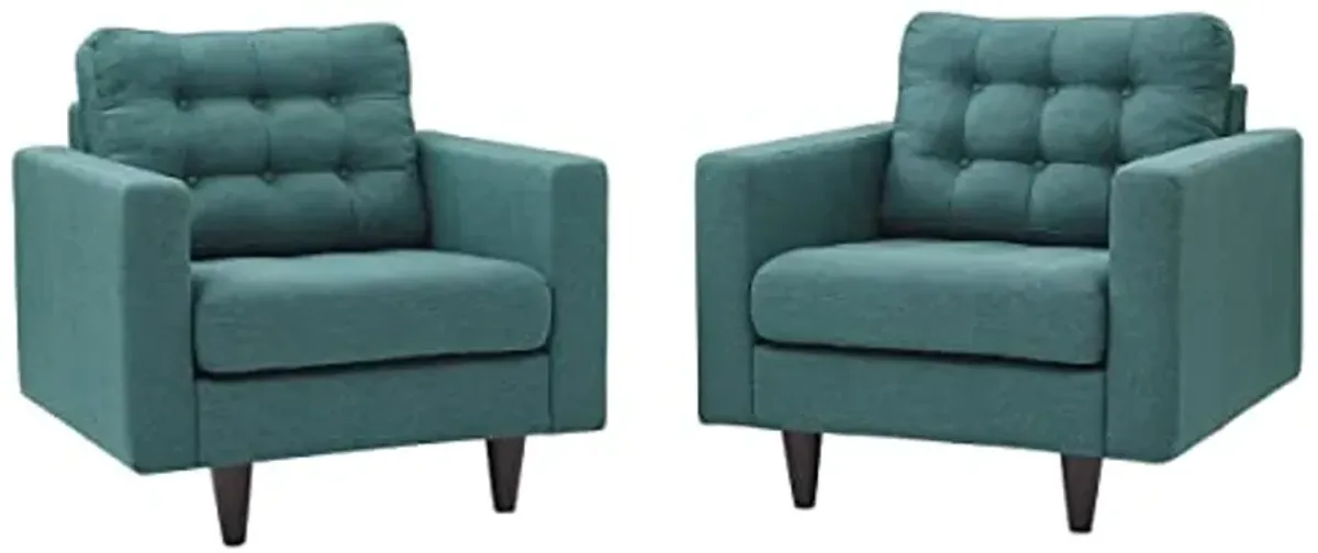 Modway Furniture EEI-1283-TEA Empress Armchair Upholstered Fabric - Teal 35.5 x 35.5 x 35.5 in. - Set of 2