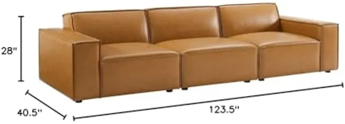 Modway EEI-4708-TAN 28 x 123.5 x 40.5 in. Restore Vegan Leather Sofa Tan - 3 Piece