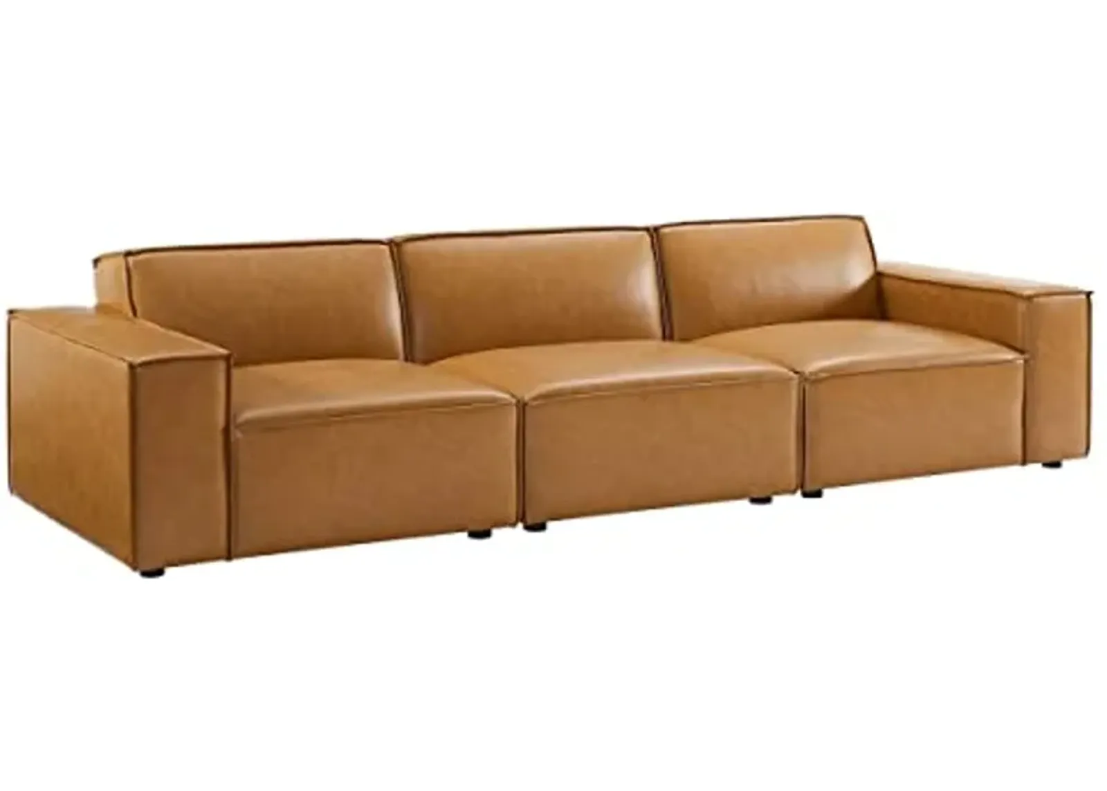 Modway EEI-4708-TAN 28 x 123.5 x 40.5 in. Restore Vegan Leather Sofa Tan - 3 Piece