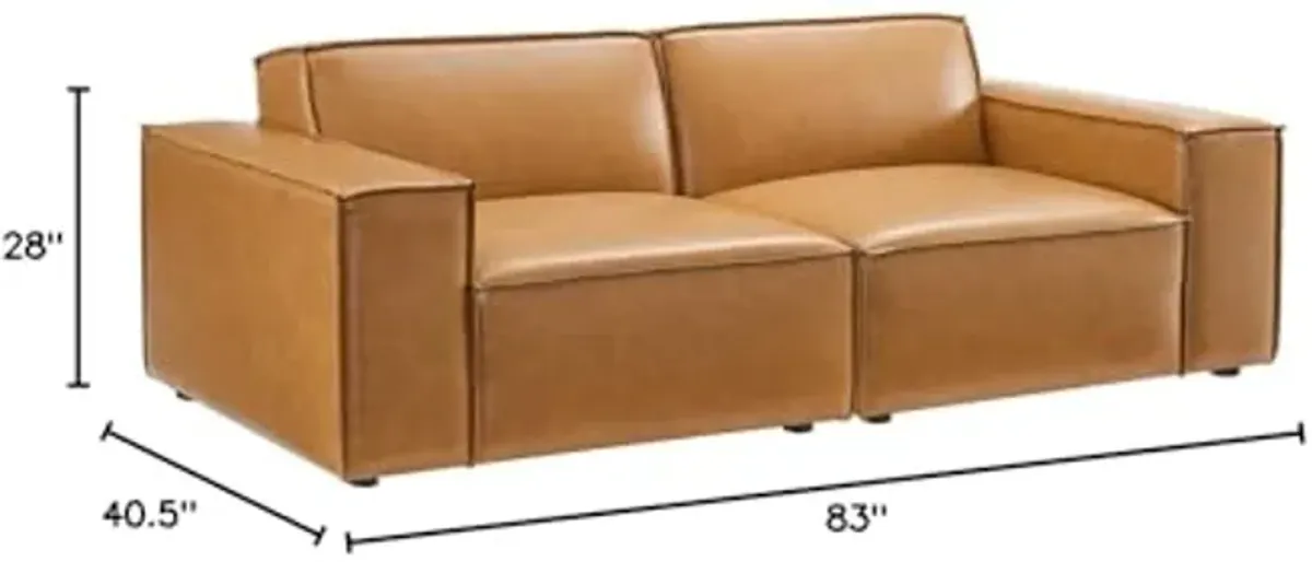 Modway EEI-4707-TAN 28 x 83 x 40.5 in. Restore Vegan Leather Loveseat Couch Tan - 2 Piece