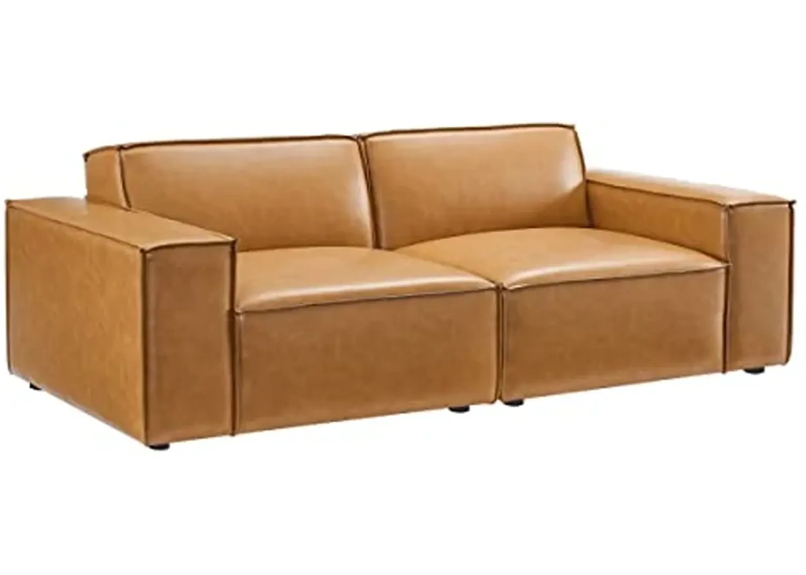 Modway EEI-4707-TAN 28 x 83 x 40.5 in. Restore Vegan Leather Loveseat Couch Tan - 2 Piece