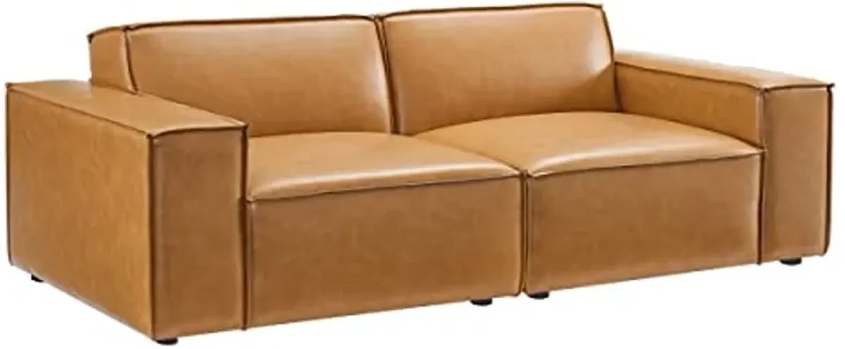 Modway EEI-4707-TAN 28 x 83 x 40.5 in. Restore Vegan Leather Loveseat Couch Tan - 2 Piece