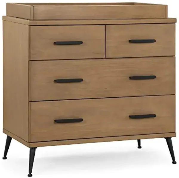 Delta Children Sloane 4 Drawer Dresser with Changing Top - Greenguard Gold Certified, Acorn/Matte Black