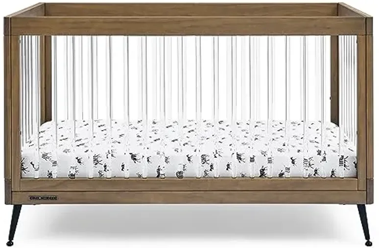 Delta Children Sloane 4-in-1 Acrylic Convertible Crib - Greenguard Gold Certified, Acorn/Matte Black
