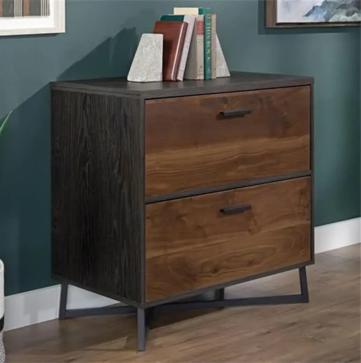 Sauder Canton Lane Engineered Wood/Metal Lateral File in Brew Oak