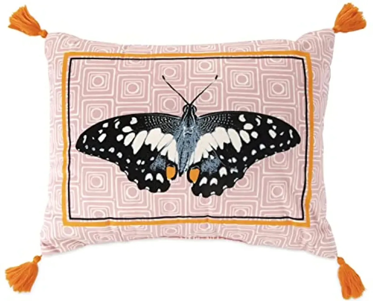 Novogratz by Utica Butterfly Breakfast Decorative Pillow, 14-inch x 18-inch, Pink