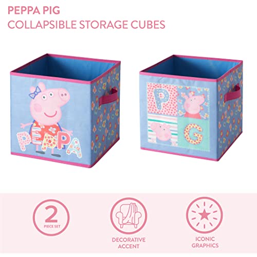 Idea Nuova Peppa Pig 2 Pack Collapsible Storage Cubes with Carry Handles, 10"x10"