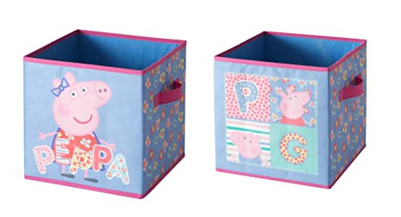 Idea Nuova Peppa Pig 2 Pack Collapsible Storage Cubes with Carry Handles, 10"x10"