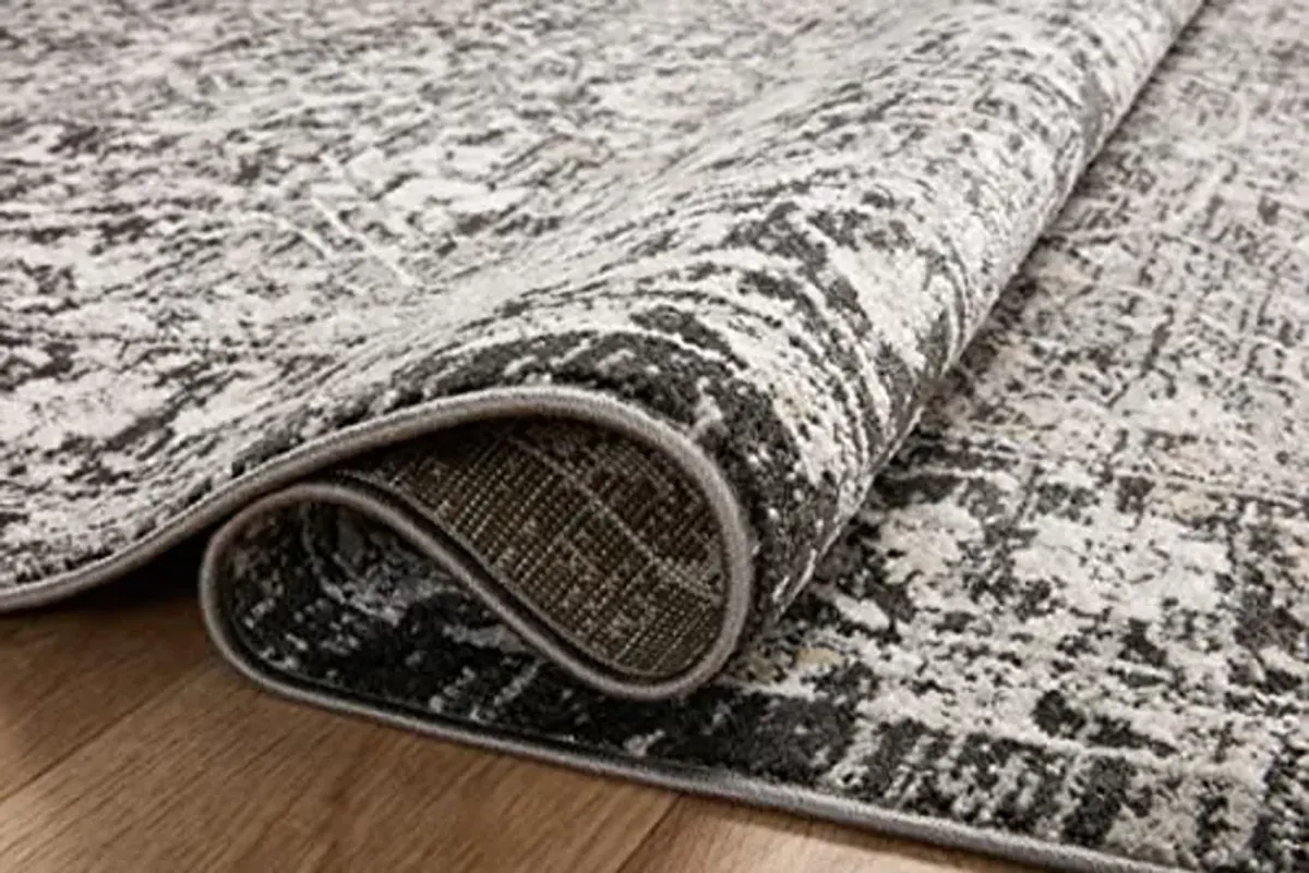 Loloi Odette Collection 7'-10" x 10' Area Rug in Charcoal/Silver - Designer Long Runner Rug, Neutral Runner Rug for Hallways & Entryways, High-Traffic Area Rug