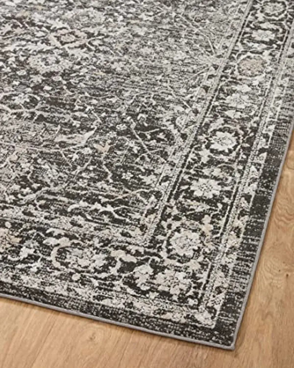 Loloi Odette Collection 7'-10" x 10' Area Rug in Charcoal/Silver - Designer Long Runner Rug, Neutral Runner Rug for Hallways & Entryways, High-Traffic Area Rug