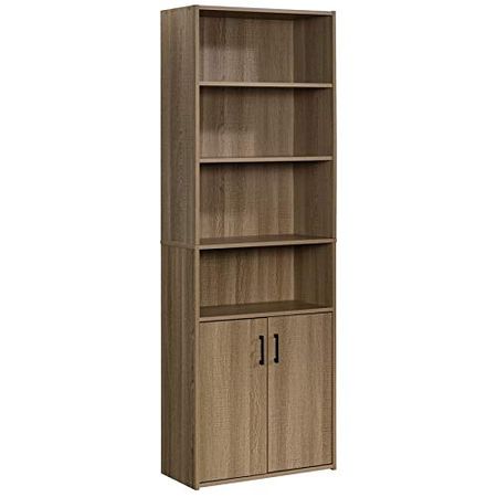 Sauder Beginnings Bookcase with Doors, L: 24.65" x W: 11.65" x H: 71.14", Summer Oak Finish & Beginnings 3-Shelf Bookcase, Summer Oak Finish