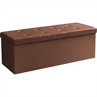 SONGMICS Folding Ottoman Bench, Storage Chest, Foot Rest Stool, Coffee Brown
