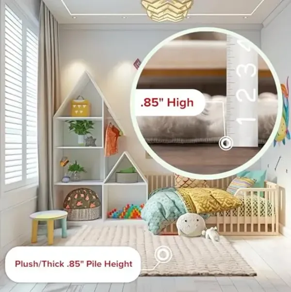 nuLOOM 2' x 8' Cozy Plush SuperiorWash Area Rug, Machine Washable, Non-Slip, Soft Fluffy Shag Carpet for Living Room Bedroom Kids Room Nursery Home Decor, Jeni Beige