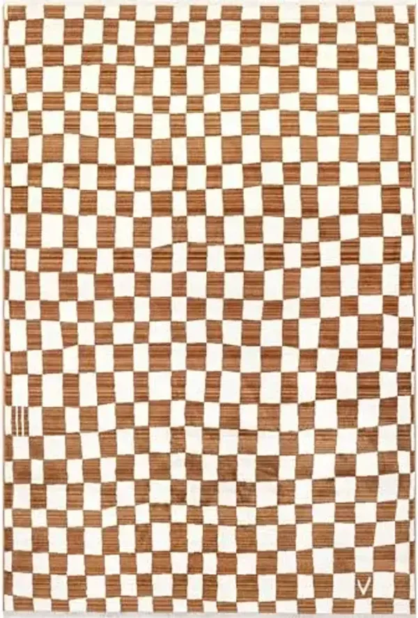 Nuloom Fringed Performance Dominique Orange/Ivory, 5' x 7'10", Checkered, Soft and Cozy, High Traffic, Stain Resistant, Easy Clean, Durable Area Rug for Bedroom, Living Room, Dining, Foyer, Entryway