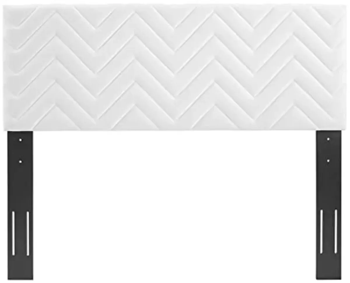 Modway MOD-6659-WHI Mercy Chevron Tufted Performance Velvet Full/Queen Headboard, White