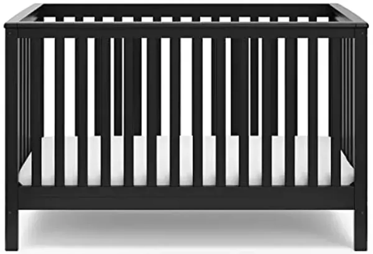 Storkcraft Hillcrest 4-in-1 Convertible Crib (Black) - Converts to Daybed, Toddler Bed, and Full-Size Bed, Fits Standard Full-Size Crib Mattress, Adjustable Mattress Support Base