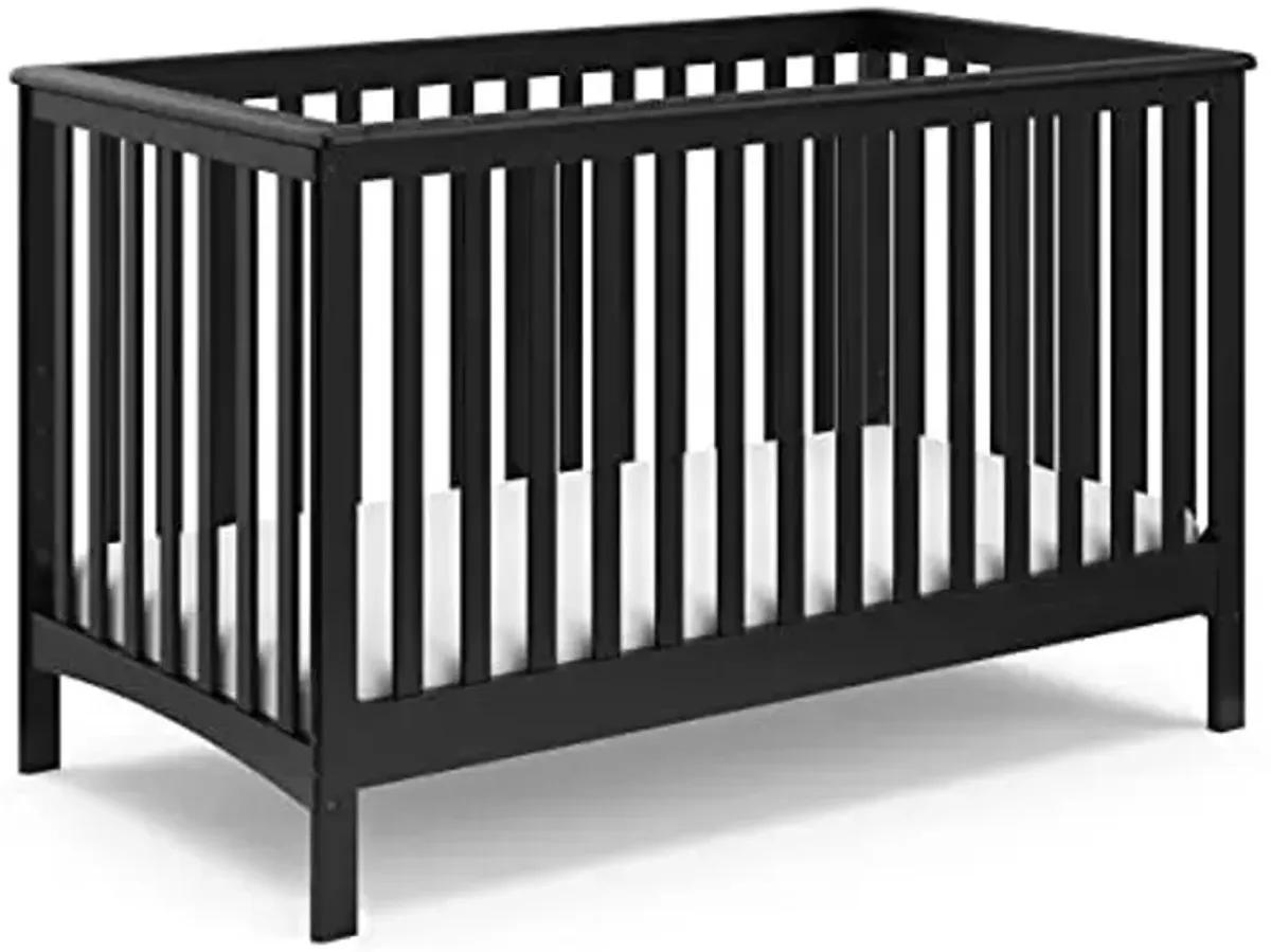Storkcraft Hillcrest 4-in-1 Convertible Crib (Black) - Converts to Daybed, Toddler Bed, and Full-Size Bed, Fits Standard Full-Size Crib Mattress, Adjustable Mattress Support Base