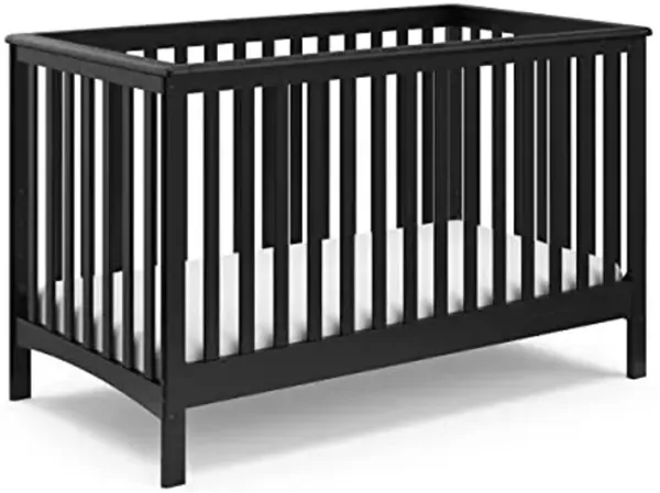 Storkcraft Hillcrest 4-in-1 Convertible Crib (Black) - Converts to Daybed, Toddler Bed, and Full-Size Bed, Fits Standard Full-Size Crib Mattress, Adjustable Mattress Support Base