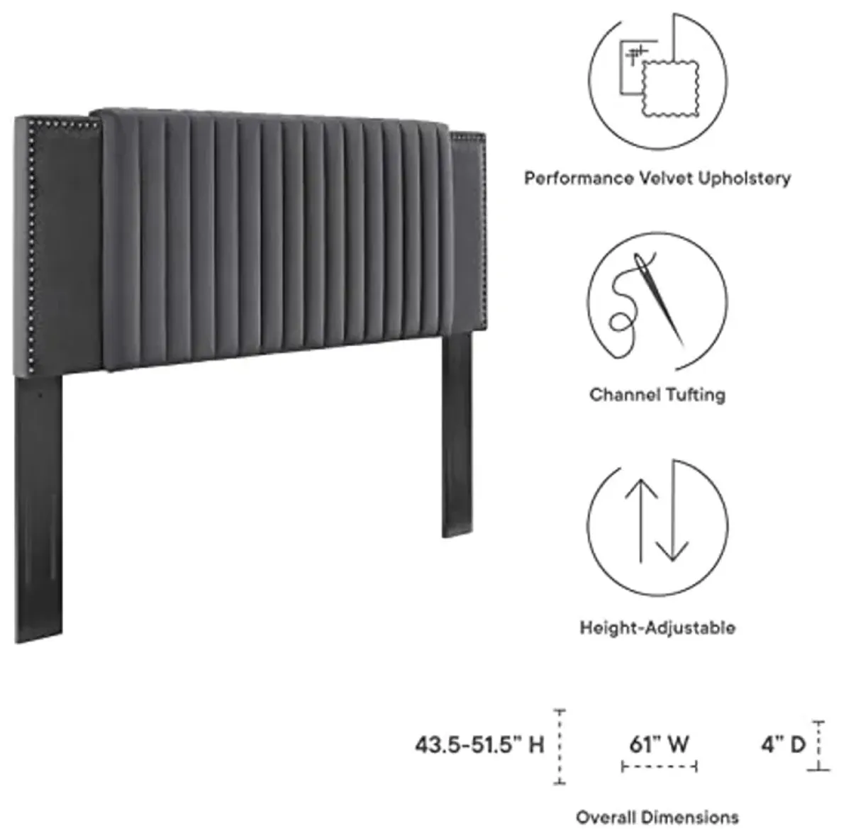 Modway Felicity Adjustable, Twin, Charcoal