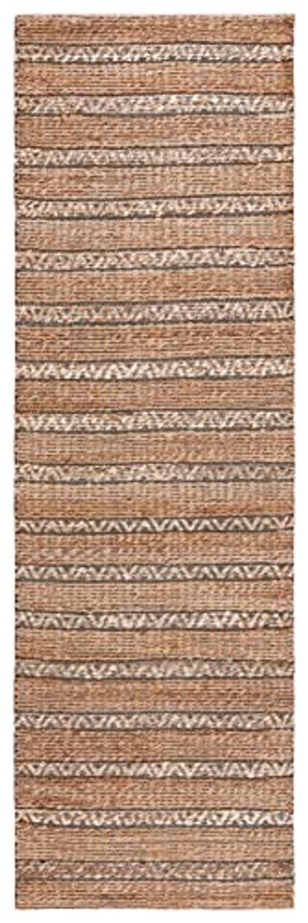 Safavieh Natural Fiber Collection 2'3" x 8' Olive/Natural NFB655X Handmade Flat Weave Stripe Jute & Cotton Runner Rug