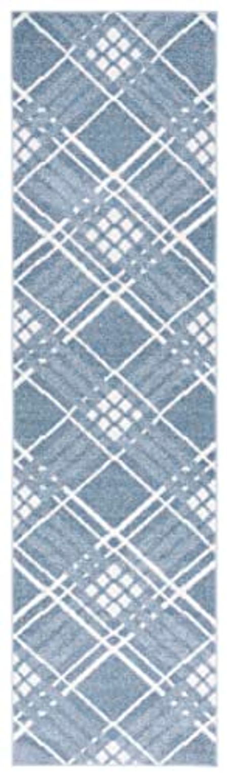 Safavieh Blair Collection 2'2" x 8' Blue/Ivory BLR228M Machine Washable Entryway Foyer Living Room Bedroom Kitchen Runner Rug