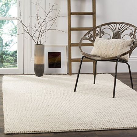 Safavieh Natura Collection 12' Square Ivory NAT620A Handmade Contemporary Farmhouse Wool Area Rug
