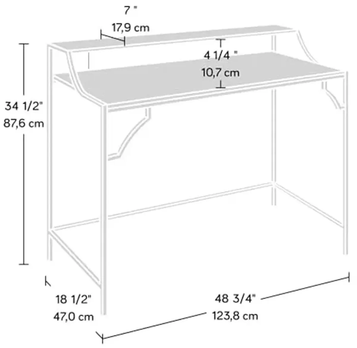 Sauder International Lux Writing Desk, Sindoori Mango Finish