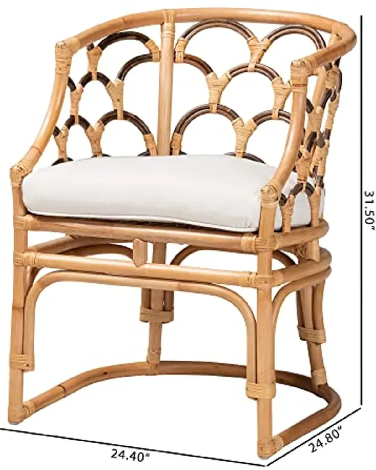 Baxton Studio Aster Natural Rattan Armchair, One Size