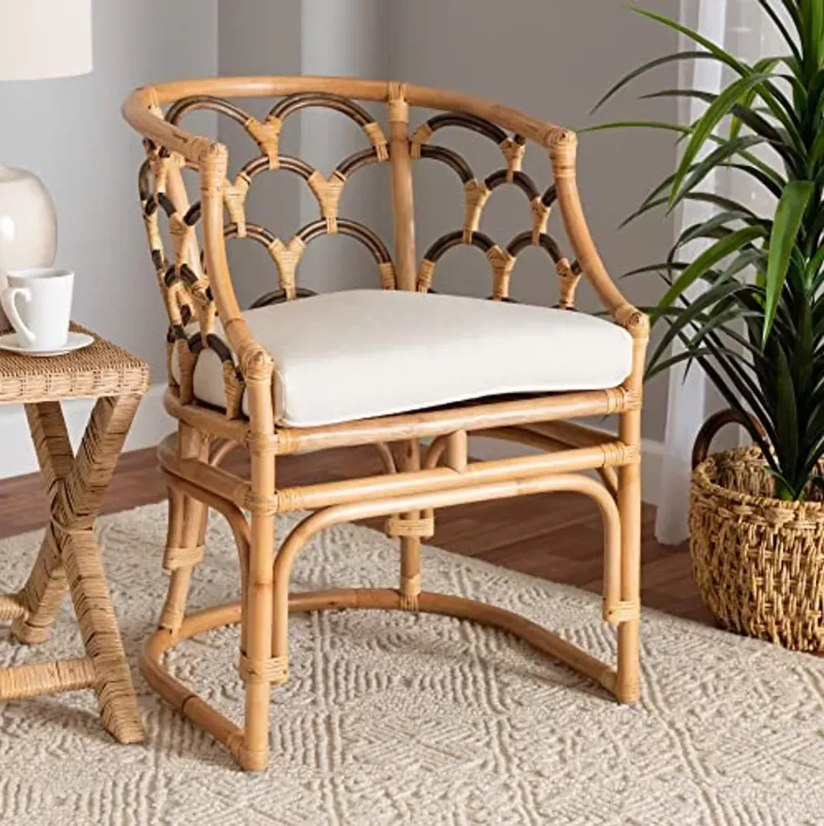 Baxton Studio Aster Natural Rattan Armchair, One Size