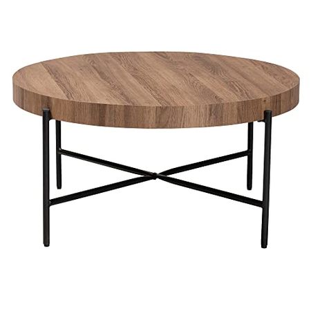 Baxton Studio Umar Coffee Table, One Size, Walnut Brown/Black