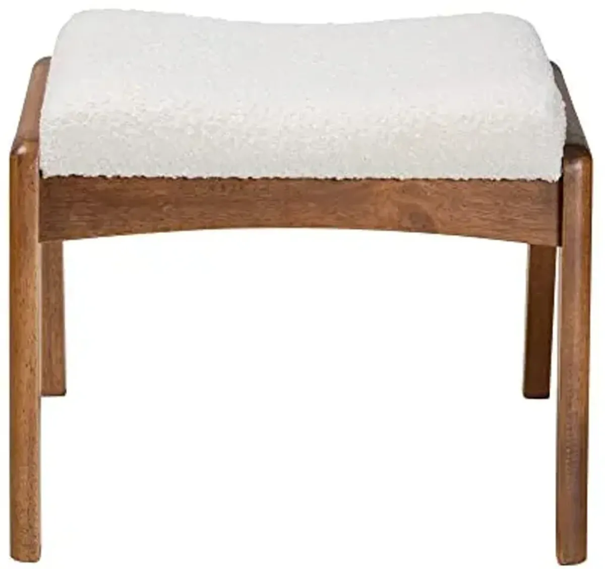 Baxton Studio Roxy Footstool, One Size, Off-White/Walnut Brown
