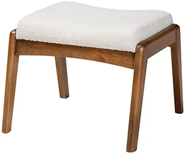 Baxton Studio Roxy Footstool, One Size, Off-White/Walnut Brown