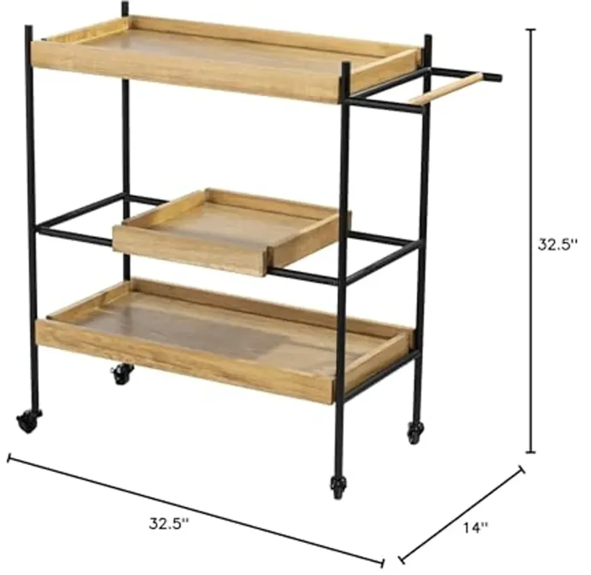 SEI Furniture Claverdon Engineered Wood Rolling Bar Cart in Natural