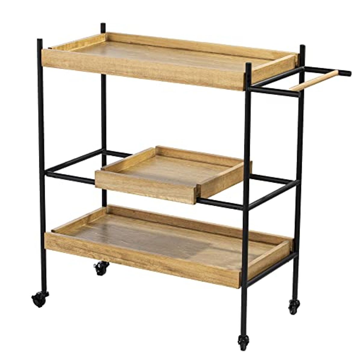 SEI Furniture Claverdon Engineered Wood Rolling Bar Cart in Natural