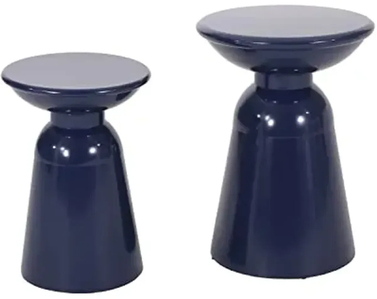 Christopher Knight Home Pelon Outdoor Side Tables - Navy Blue (Set of 2)
