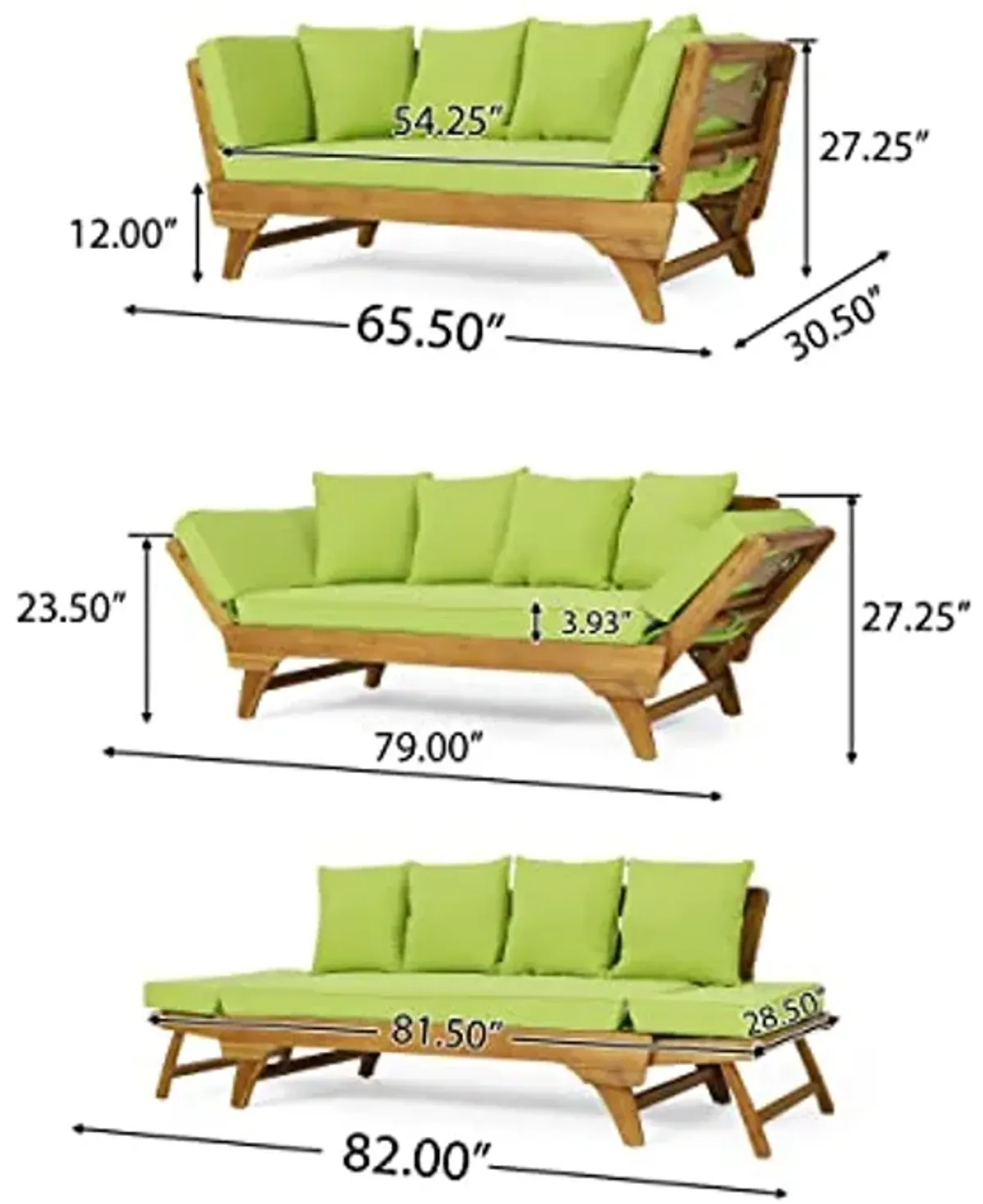 Christopher Knight Home 317017 Serene Daybed, Light Green + Teak + Khaki