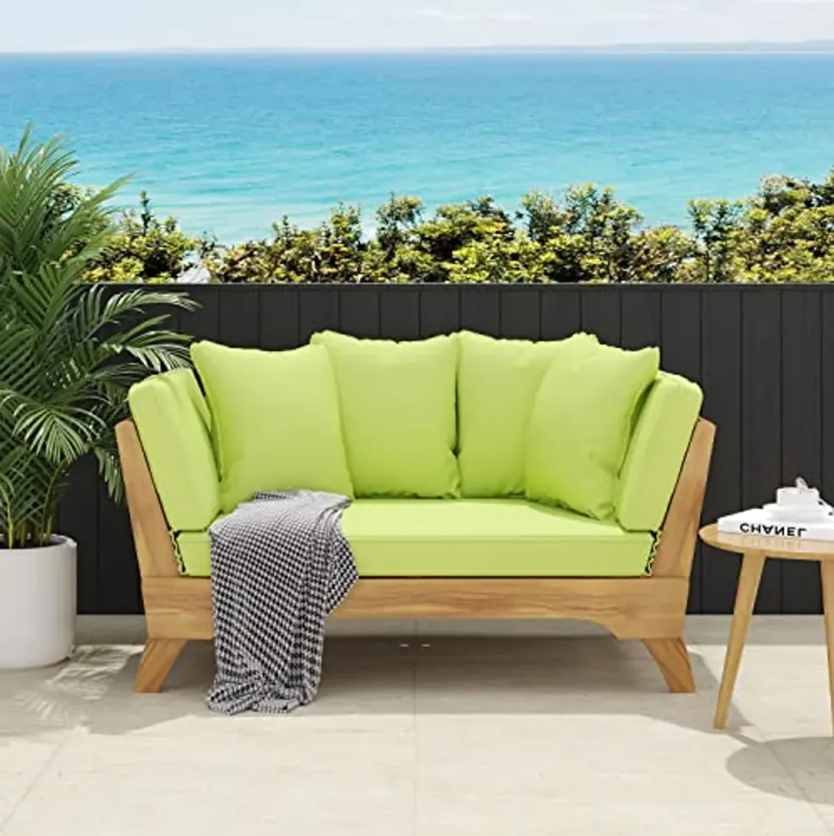 Christopher Knight Home 317017 Serene Daybed, Light Green + Teak + Khaki