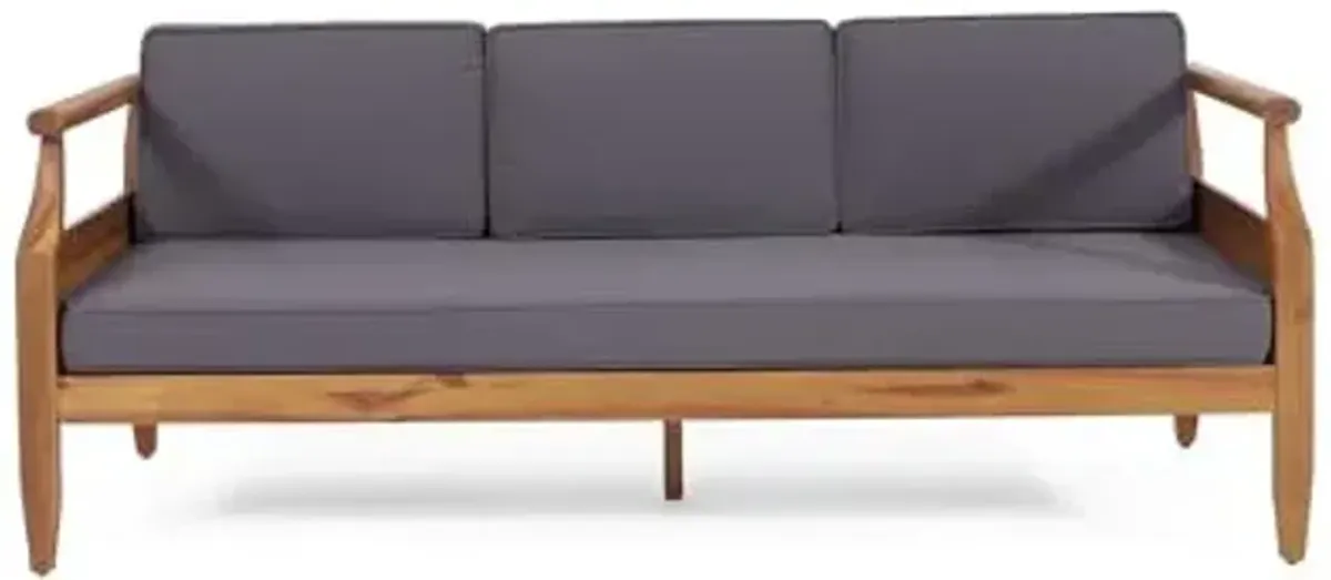 Christopher Knight Home Aston Outdoor 3 Seater Sofa - Acacia Wood - Teak/Dark Gray