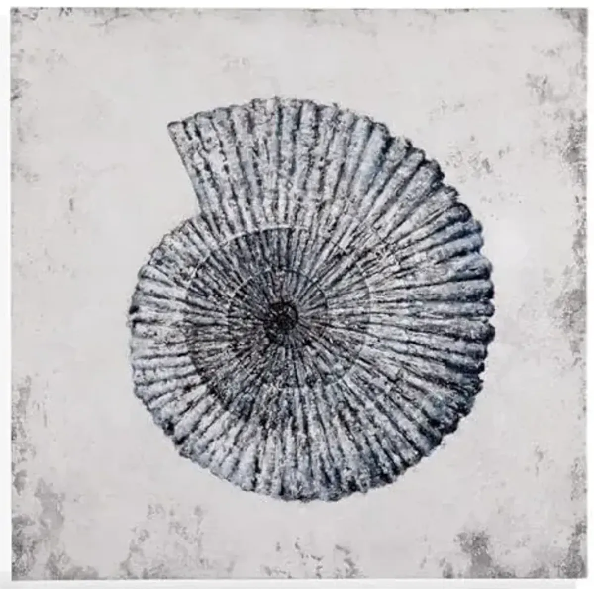 Bassett Mirror Company Shell II in Blue on Gallery Wrapped Canvas Fabric